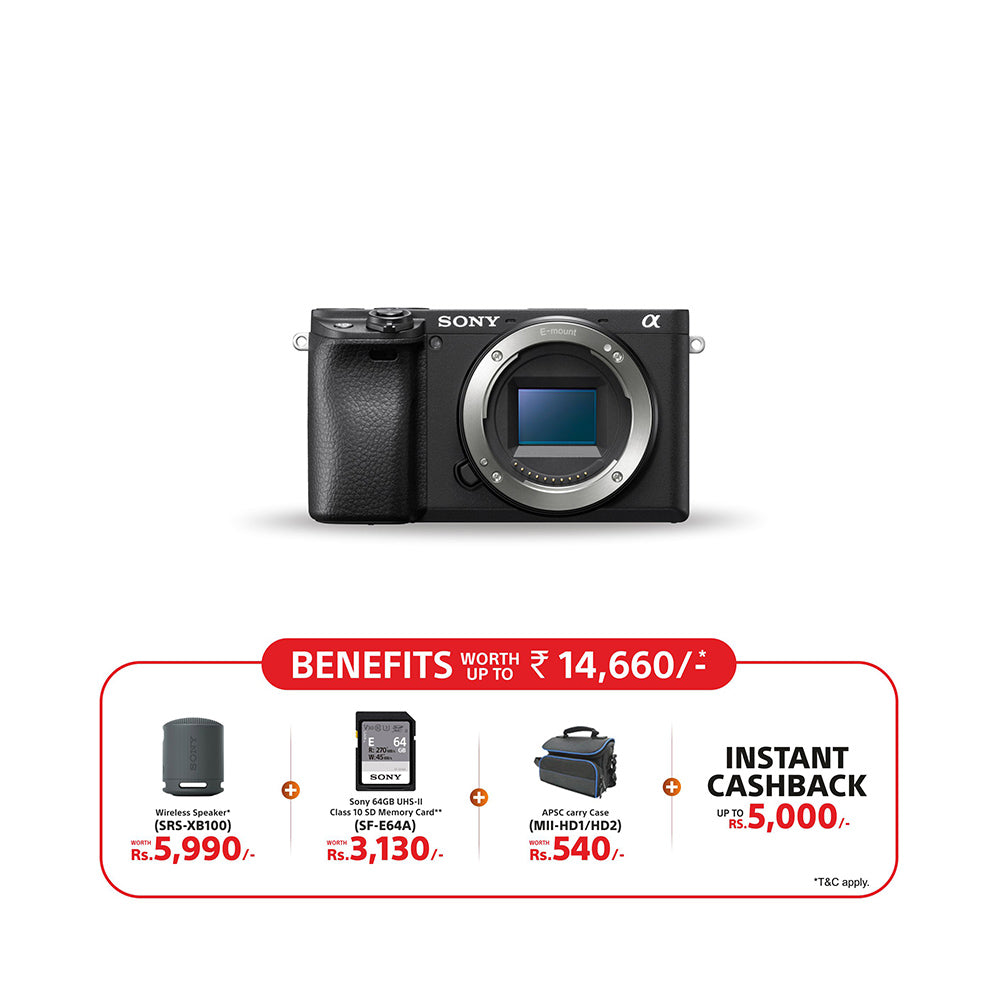 Sony Alpha 6400 E-mount camera with APS-C sensor (ILCE-6400) | 24.2 MP Mirrorless Camera, 11 FPS, 4K/30p