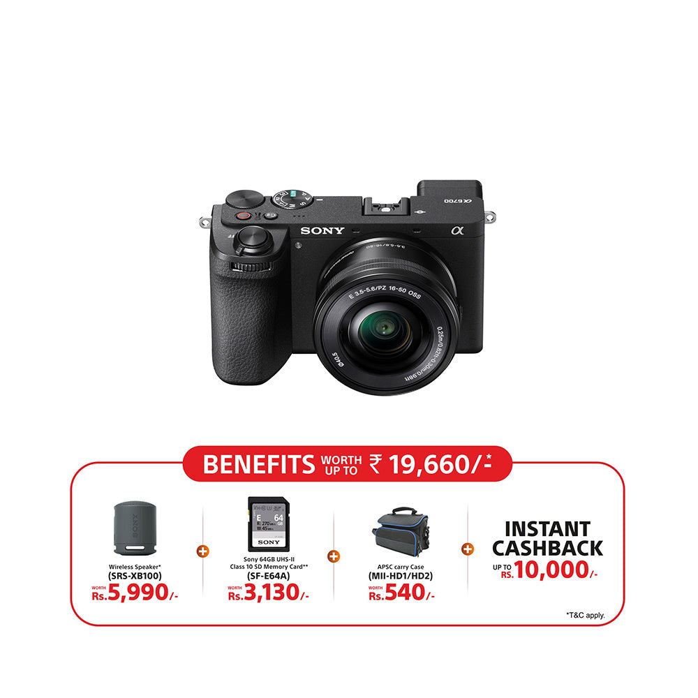 Sony Alpha ILCE-6700L APS-C Interchangeable-Lens Mirrorless Camera (Body + 16-50 mm Power Zoom Lens) | Made for Creators | 26.0 MP | Artificial Intelligence based Autofocus | 4K 60p Recording - Black