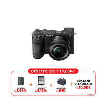 Load image into Gallery viewer, Sony Alpha ILCE-6700L APS-C Interchangeable-Lens Mirrorless Camera (Body + 16-50 mm Power Zoom Lens) | Made for Creators | 26.0 MP | Artificial Intelligence based Autofocus | 4K 60p Recording - Black