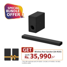 Load image into Gallery viewer, Sony HT-A3000 3.1ch 360 Spatial Sound Mapping SoundbarHome theatre system with Dolby Atmos and wireless Subwoofer SA-SW3 ( 450W,Bluetooth, Hi Res Audio, 360 RA,HDMI eArc &amp; Optical Connectivity)