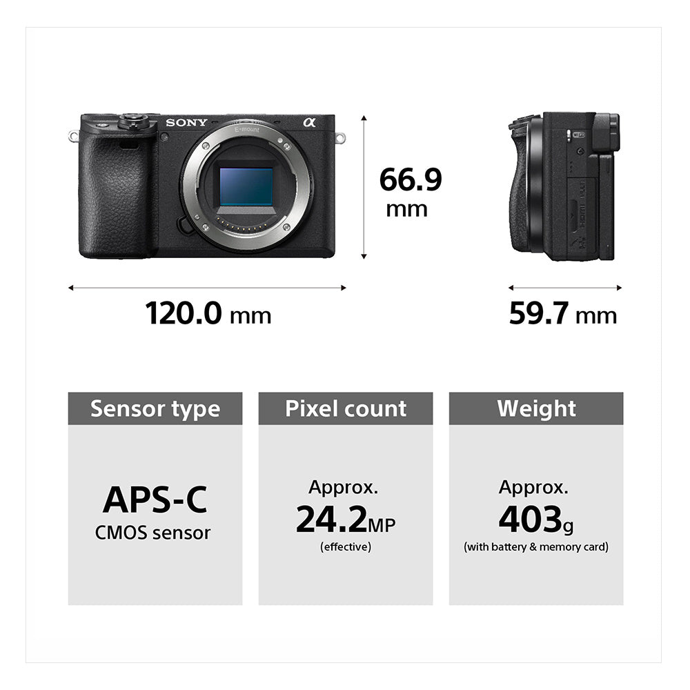 Sony Alpha ILCE-6400K 24.2MP Mirrorless Camera (Black) with  SELP16502  Power Zoom Lens | APS-C Sensor | Real-Time Eye Auto Focus | 4K Vlogging Camera | Tiltable LCD - Black