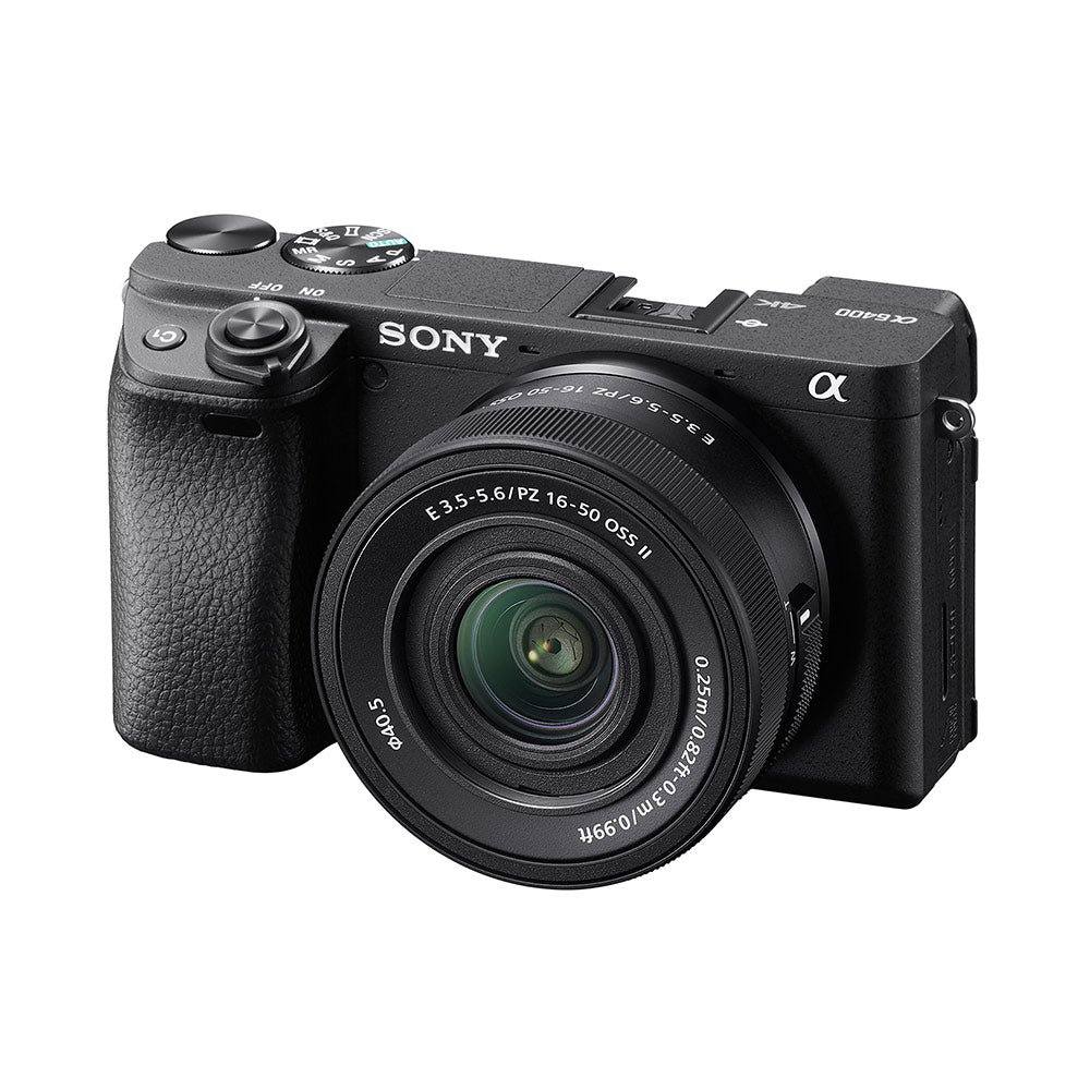 Sony Alpha ILCE-6400K 24.2MP Mirrorless Camera (Black) with  SELP16502  Power Zoom Lens | APS-C Sensor | Real-Time Eye Auto Focus | 4K Vlogging Camera | Tiltable LCD - Black