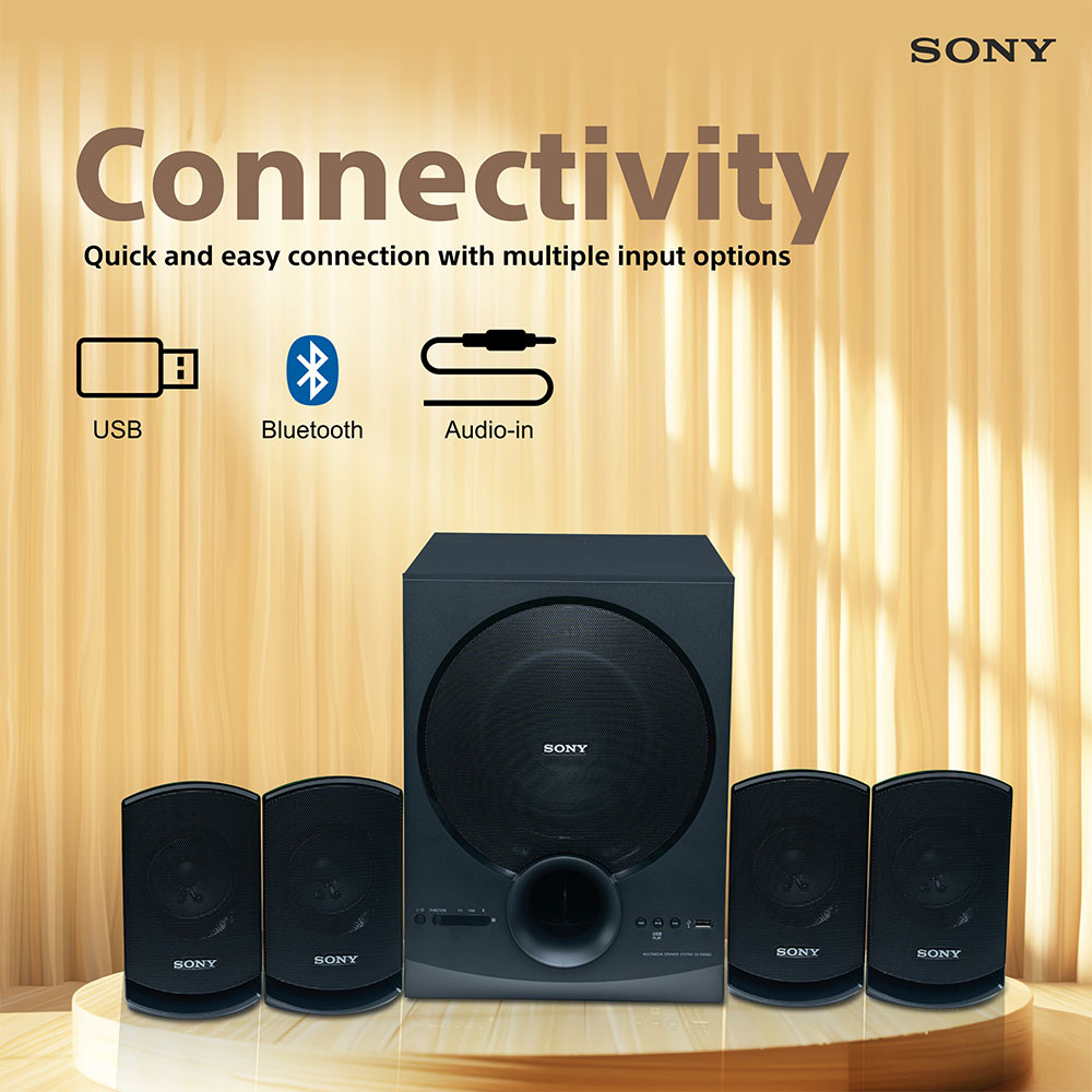 Sony New SA-D40M2 4.1ch Home Theatre Speaker with 100w Power Output and Powerful Subwoofer (Bluetooth, USB, AUX, Remote Control)