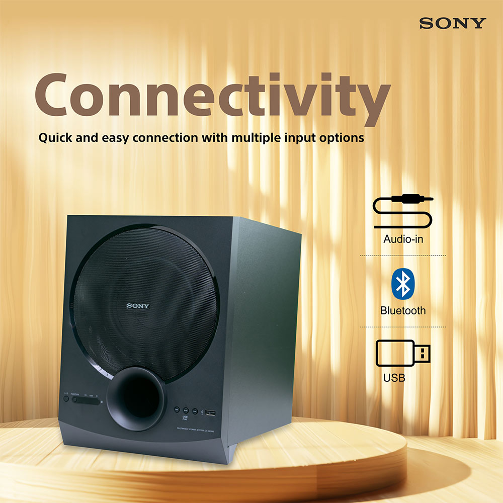 Sony New SA-D40M2 4.1ch Home Theatre Speaker with 100w Power Output and Powerful Subwoofer (Bluetooth, USB, AUX, Remote Control)