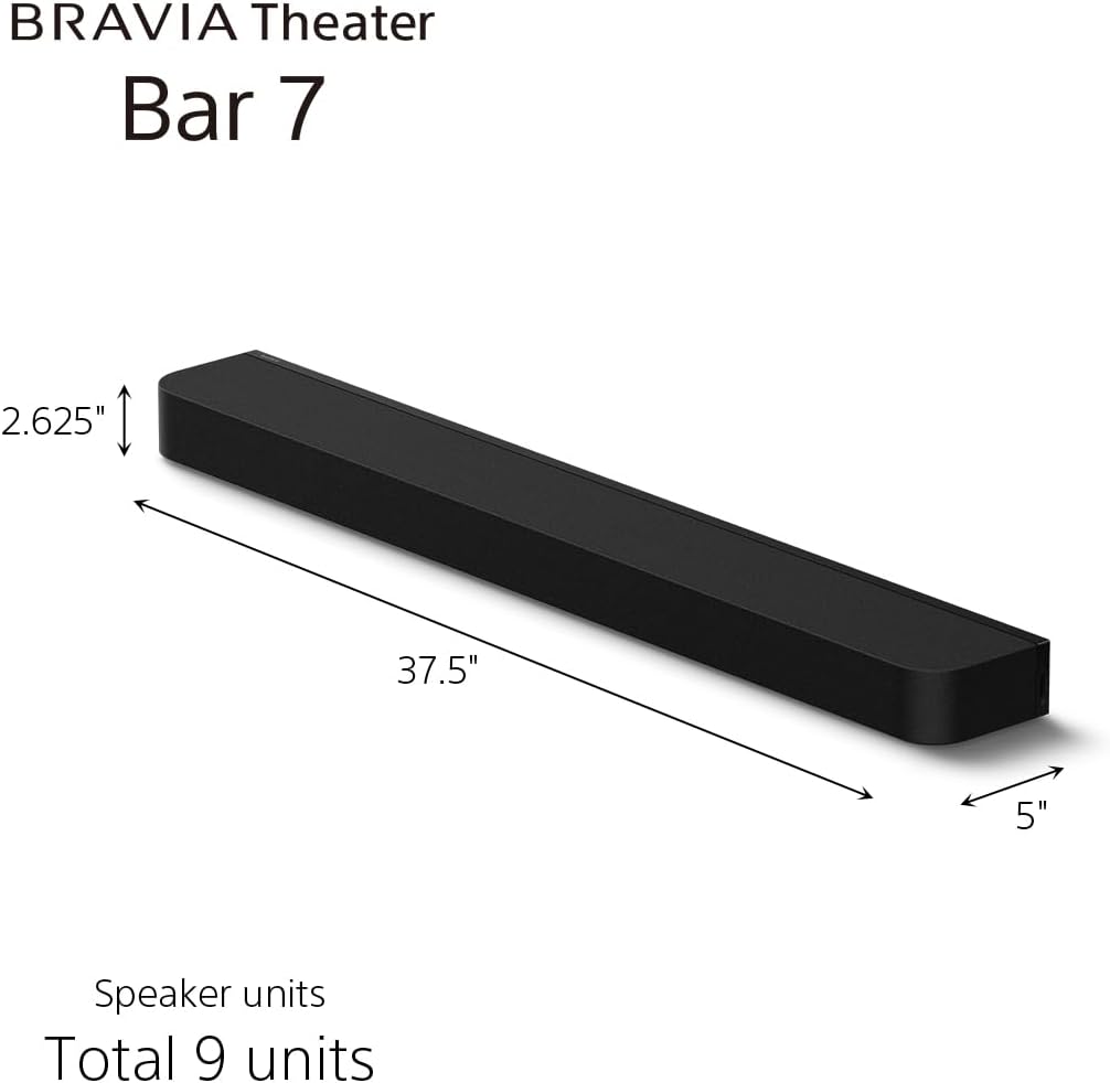 Sony Bravia Theatre Bar 7 (HT-A7100) with 360 spatial sound mapping,IMAX,Dolby Atmos/DTSx Premium Soundbar Home Theatre System with Wireless Subwoofer SA-SW5 & Rear Speaker SA-RS8 (Hi Res,Voice Zoom3,8K/4K HDR,HDMI eArc,Bluetooth),Black