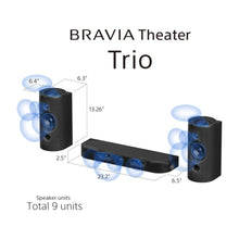 Load image into Gallery viewer, Sony BRAVIA Theater Trio(HT-A8), New Home Theater Three-Unit Audio System,360 Spatial Sound Mapping, IMAX Enahnced,Dolby Atmos,With Wireless Subwoofer SA-SW3 &amp; Rear Speaker SA-RS8, Bluetooth,8k/4k compatible, Hi Res Audio, 2 Upfiring Speaker