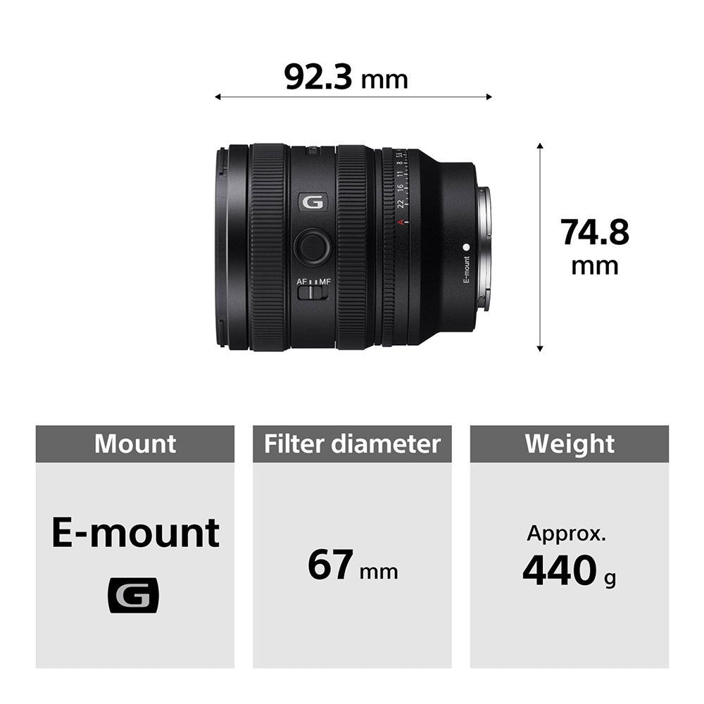 Sony E Mount FE 24-50mm F2.8 G I Full Frame Lens (SEL2450G) | Smallest & Lightest | Wide-Angle Zoom Lens | High Resolution - (Black) SEL2450G//Z SYX