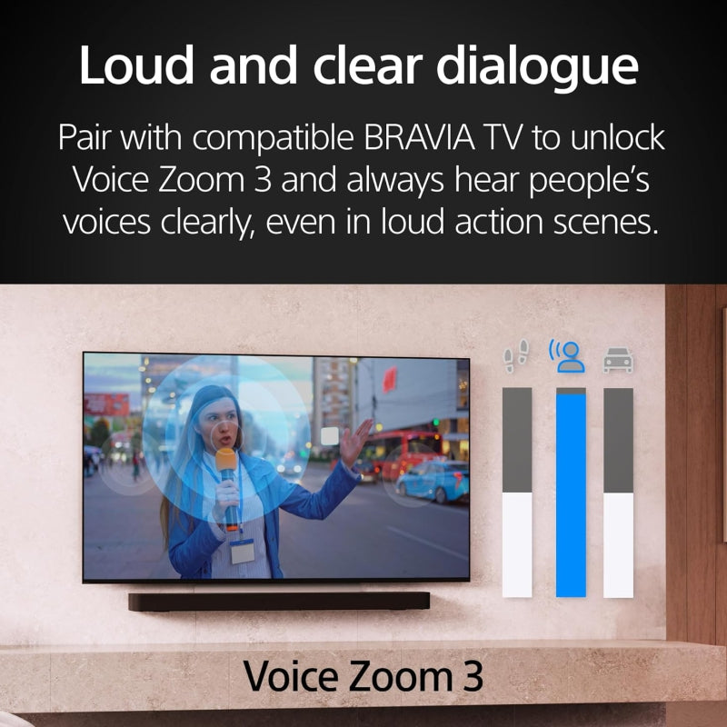 Sony BRAVIA Theatre Bar 7, Single Soundbar, 9 Speaker Units, Surround Sound by Dolby Atmos, 360 Spatial Sound Mapping, Voice Zoom 3 for Sony Smart TV, Bluetooth
