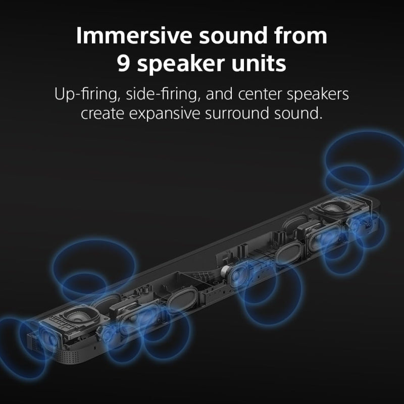 Sony BRAVIA Theatre Bar 7, Single Soundbar, 9 Speaker Units, Surround Sound by Dolby Atmos, 360 Spatial Sound Mapping, Voice Zoom 3 for Sony Smart TV, Bluetooth