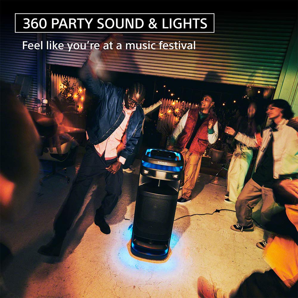 Sony ULT Tower 10 Party Speaker with ULT button(2 Modes) for Massive Bass and Powerful Sound, 360 Sound & Party Lights,Wireless Mic for Karaoke,Bluetooth,Touch Panel,IP64, TV Sound Booster,Wheels