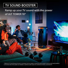 Load image into Gallery viewer, Sony ULT Tower 10 Party Speaker with ULT button(2 Modes) for Massive Bass and Powerful Sound, 360 Sound &amp; Party Lights,Wireless Mic for Karaoke,Bluetooth,Touch Panel,IP64, TV Sound Booster,Wheels
