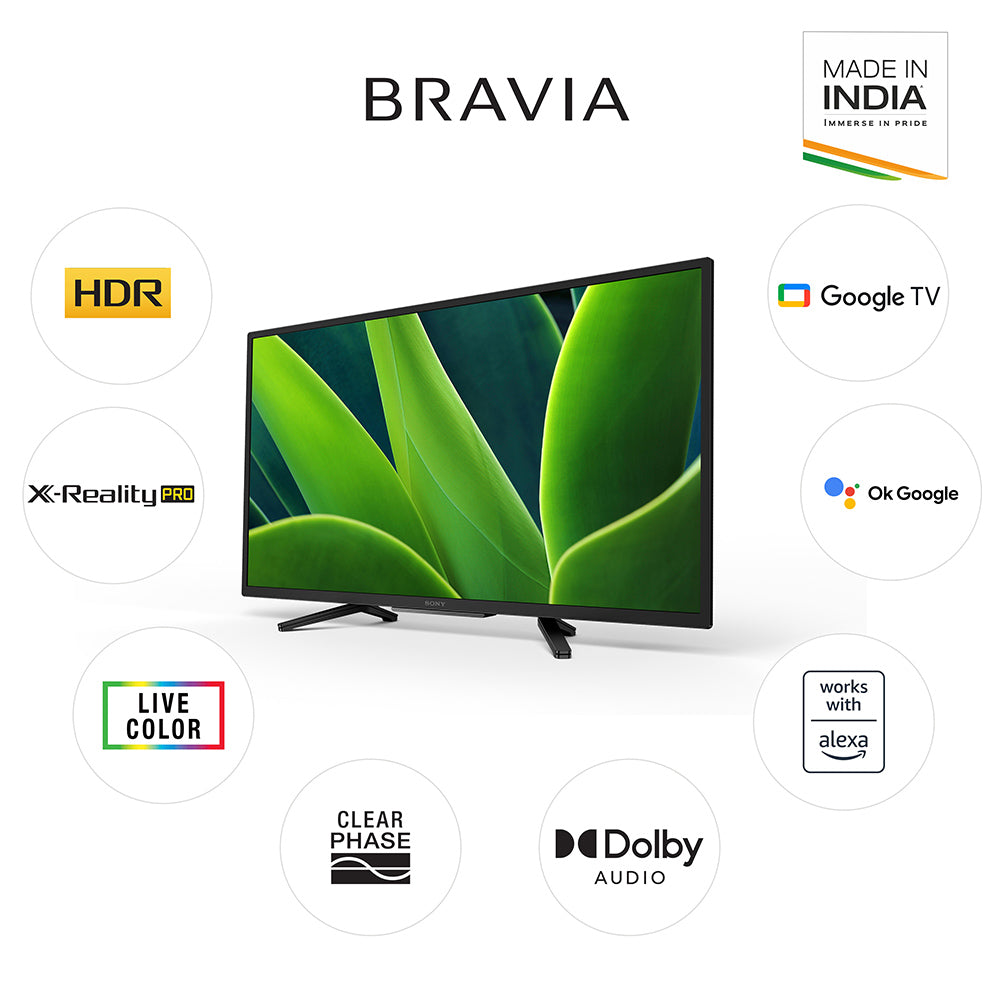 Sony KD-32W830K Bravia 80 cm (32) HD Ready Smart LED Google TV with Dolby Audio & Alexa Compatibility (Black)