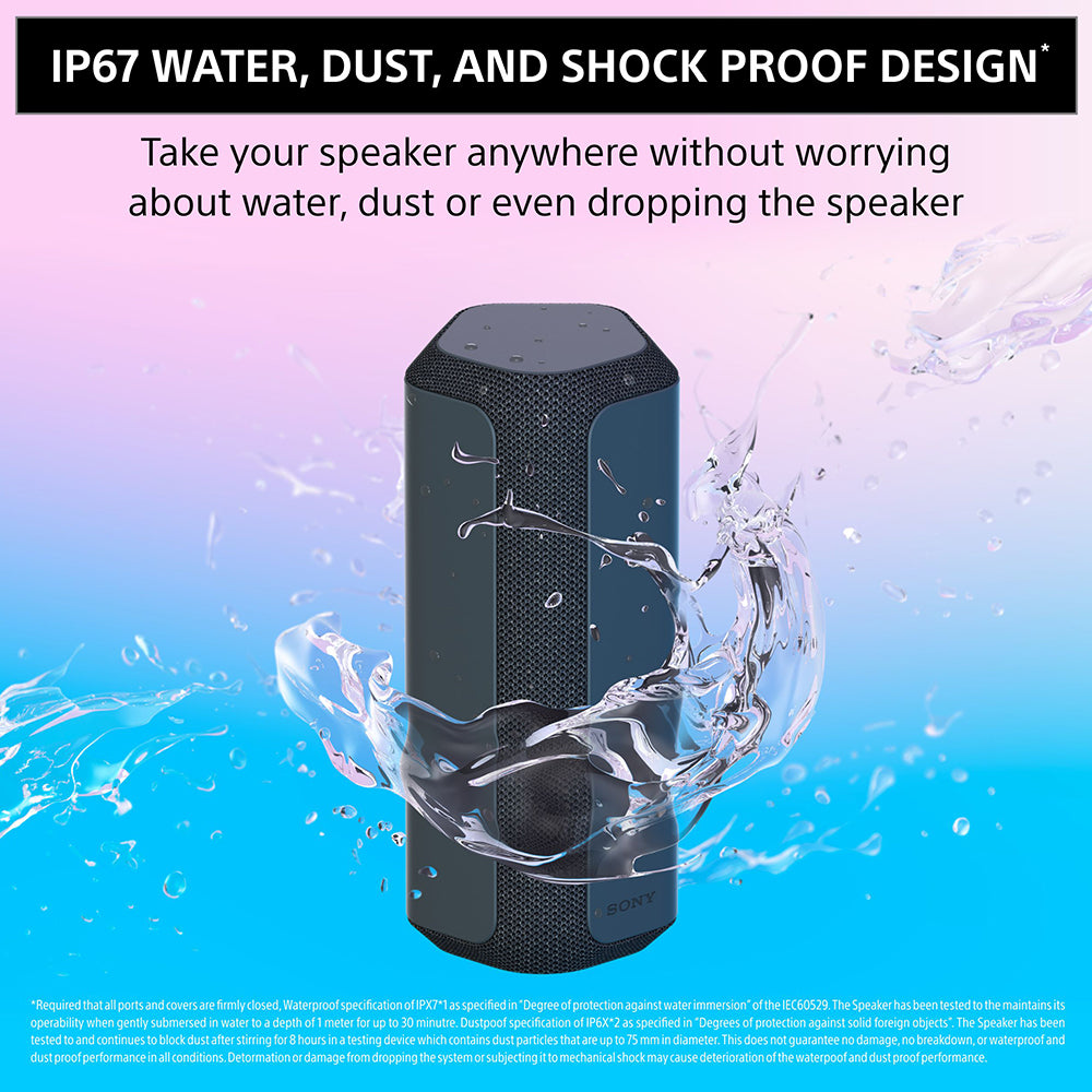Sony SRS-XE200 X-Series Wireless Ultra Portable-Bluetooth-Speaker, IP67 Waterproof, Dustproof and Shockproof with 16 Hour Battery and Easy to Carry Strap