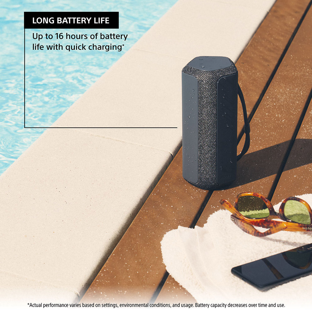 Sony SRS-XE200 X-Series Wireless Ultra Portable-Bluetooth-Speaker, IP67 Waterproof, Dustproof and Shockproof with 16 Hour Battery and Easy to Carry Strap
