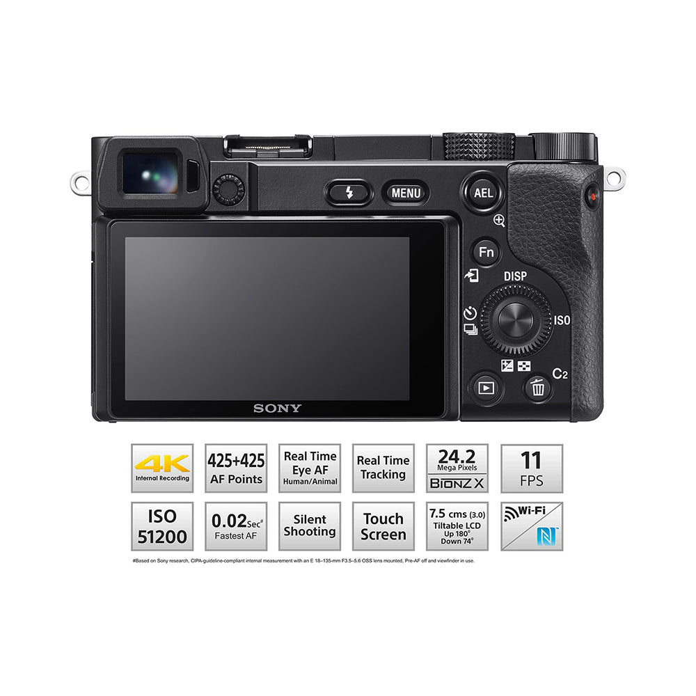 Sony Alpha 6100 APS-C Camera with fast AF (ILCE-6100) | 24.2 MP Mirrorless Camera, 11 FPS, 4K/30p