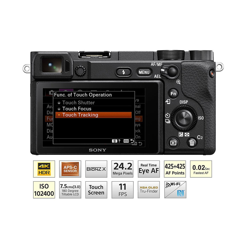  Sony Alpha a6400 Mirrorless Camera: Compact APS-C  Interchangeable Lens Digital Camera with Real-Time Eye Auto Focus, 4K Video  & Flip Up Touchscreen - E Mount Compatible Cameras - ILCE-6400/B Body 