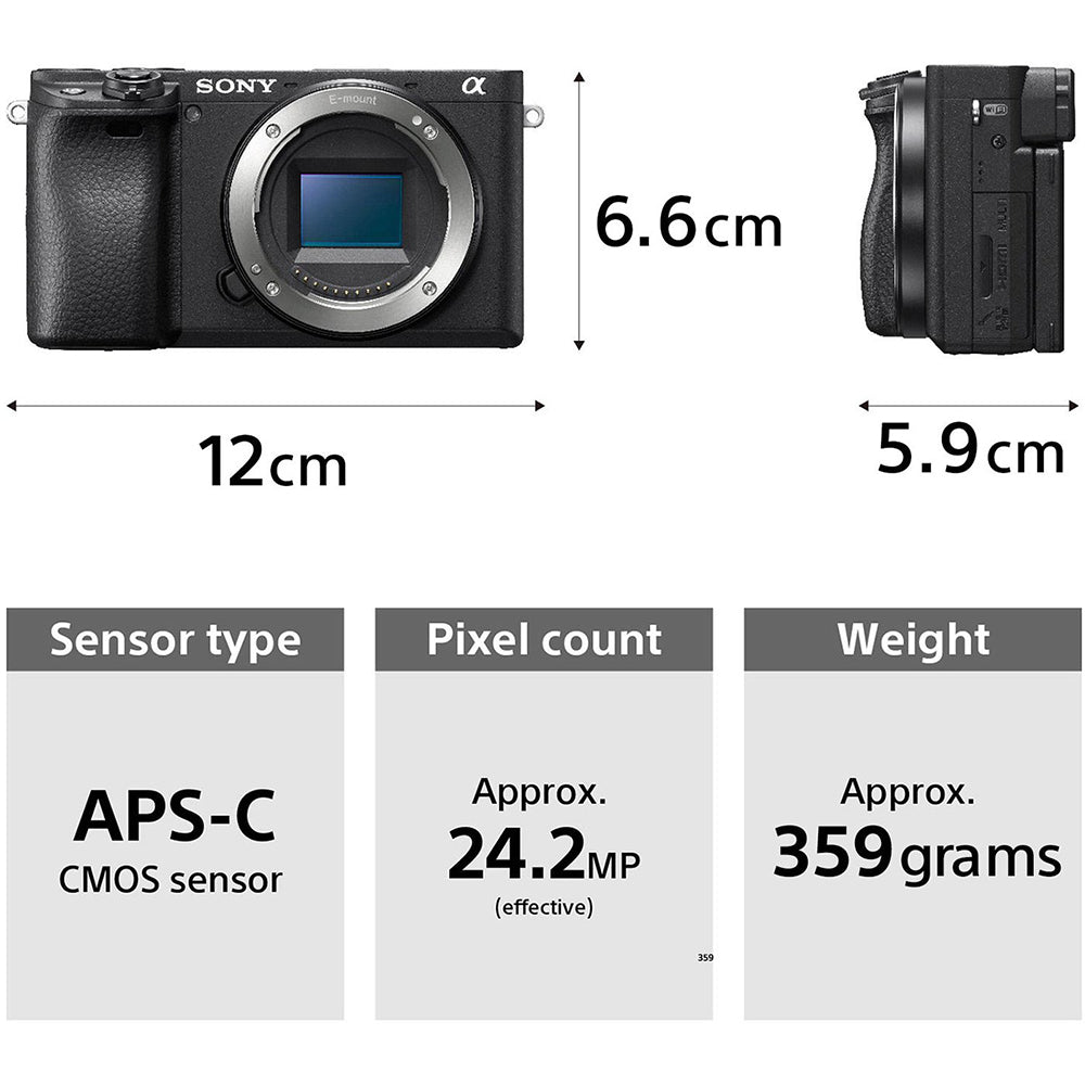 Sony Alpha 6400 E-mount camera with APS-C sensor (ILCE-6400L) | 24.2 MP Mirrorless Camera, 11 FPS, 4K/30p, with a 16-50mm Power Zoom lens.