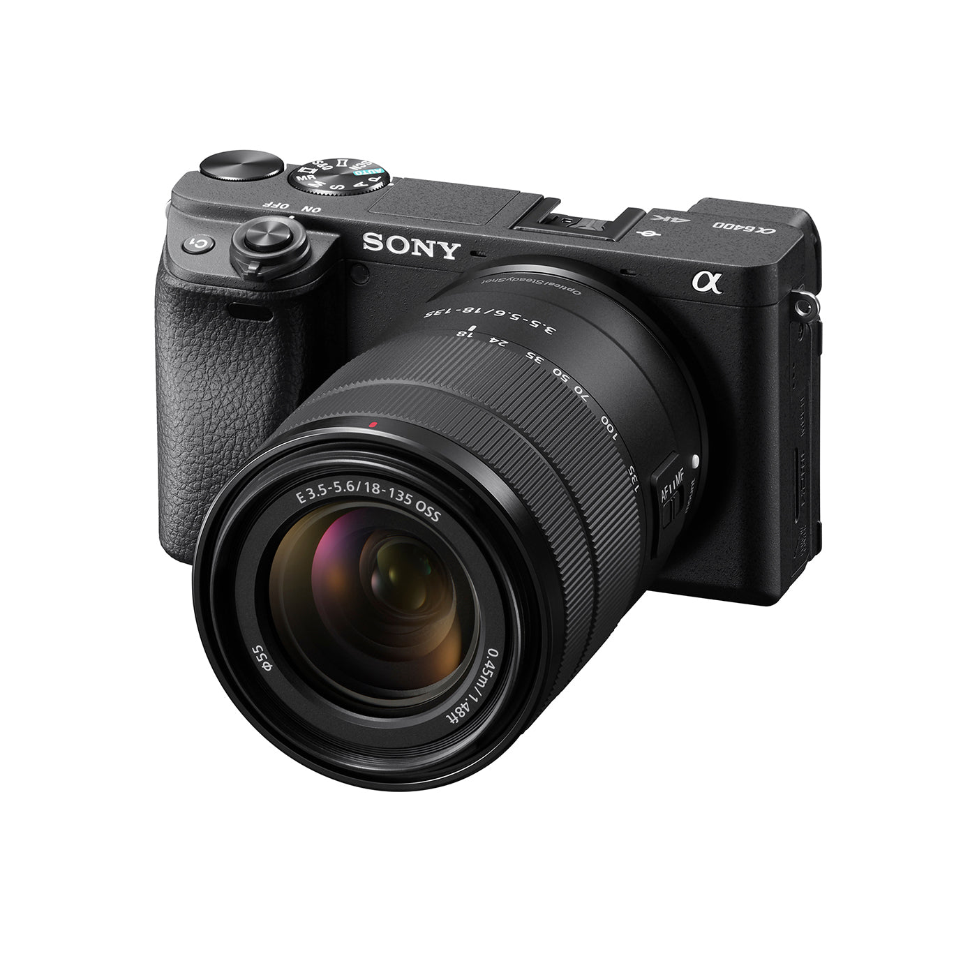 Sony Alpha 6400 E-mount Camera with APS-C Sensor (ILCE-6400M) | 24.2 MP Mirrorless Camera, 11 FPS, 4K/30p with a 18-135mm Power Zoom lens.