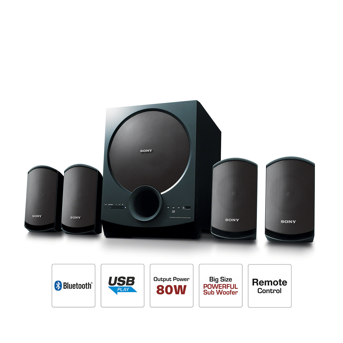 Sony SA-D40 C E12 4.1 Channel Multimedia Speaker System with Bluetooth (Black)