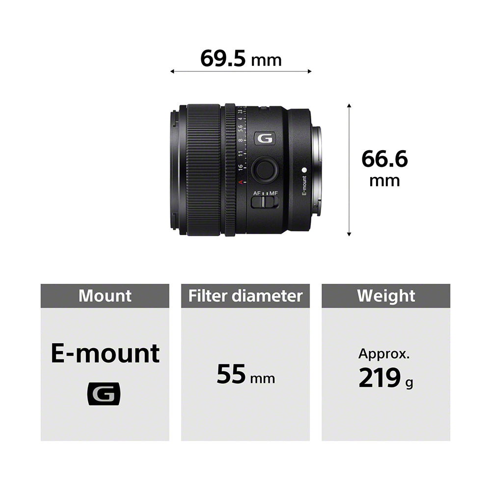 Sony E 15-mm F1.4 G (SEL15F14G) E-Mount APS-C, Large Aperture Wide-Angle Prime G Lens