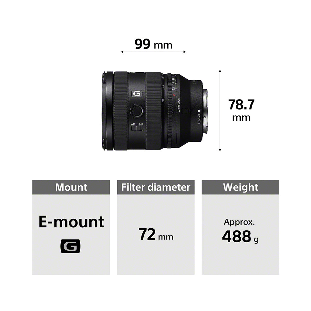 Sony E Mount FE 20-70mm F4 G Full Frame Lens | Compact, Lightweight Standard Zoom (SEL2070G)