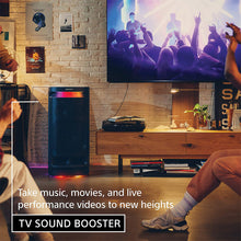 Load image into Gallery viewer, Sony SRS-XV900 Wireless Bluetooth Party Speaker (Karaoke/Guitar Input, TV Sound booster,Upto 25hrs Battery, Ambient Light, USB Play &amp; Charge, Quick Charge, Bluetooth connectivity), Black