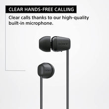 Load image into Gallery viewer, Sony WI-C100 Wireless Headphones with 25 Hrs Battery, Quick Charge, DSEE-Upscale, Splash Proof (IPX4), 360RA, Clear Bass, Fast Pair, in-Ear Bluetooth Headset with mic for Phone Calls &amp; Music