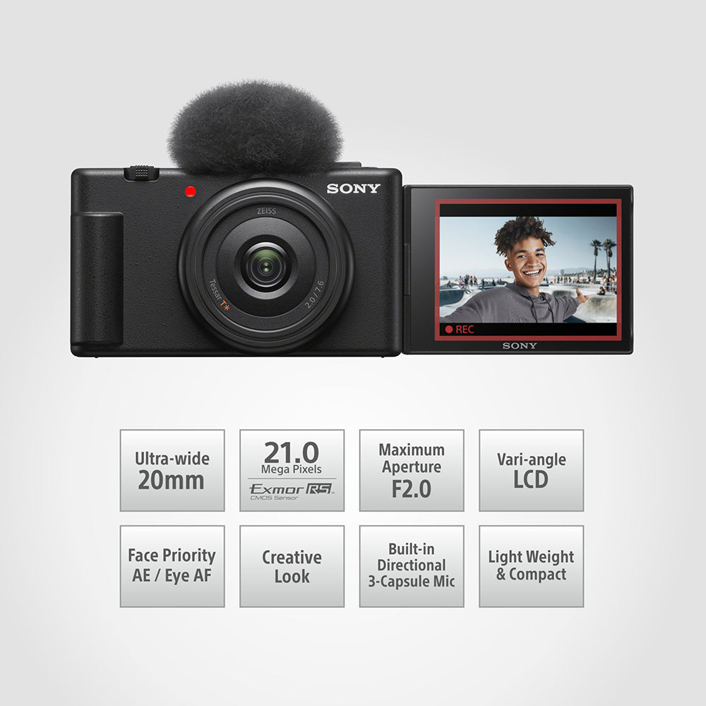 Sony ZV-1F Vlog Camera for Content Creators and Vloggers with Ultra-wide 20mm Prime Lens | Soft Skin Feature | Bokeh | Creative Look | Active Mode Stabilisation