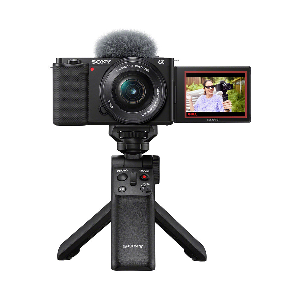 Sony ZV-E10L Vlogging Kit with 16-50mm Power Zoom Lens, Wireless Microphone (ECM-W2BT), Lavalier Microphone (ECM-LV1), Bluetooth Grip (GP-VPT2BT), Battery charger (BC-TRW), Rechargeable Battery Pack (NP-FW50)